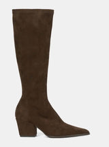 Miss Elastic - 75375 Brown Suede Knee High Sock Boot