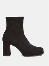 Miss Elastic - 77030 Brown Suede Platform Ankle Boot