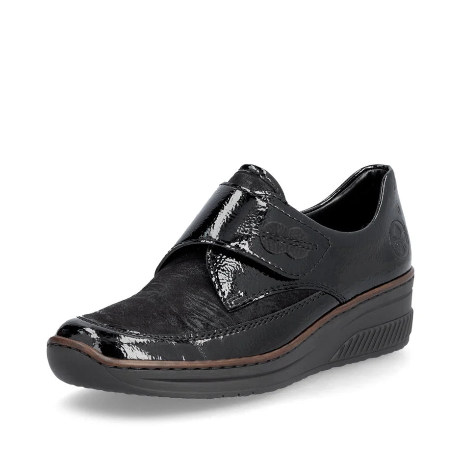Rieker - 487C0-00 Black Stretch Velcro Shoe