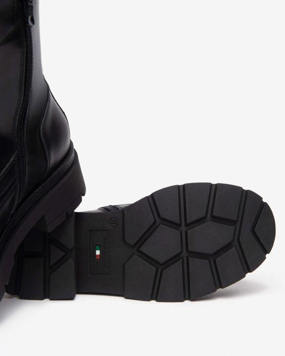 NeroGiardini - I514780D Black Front Zip Biker Boot