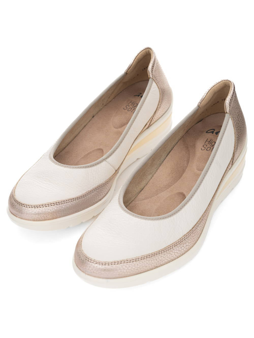 Ara - 50664 Cream and Gold Wedge Shoe