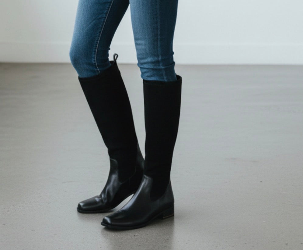 Caprice - 25514 Black Leather & Suede Knee High