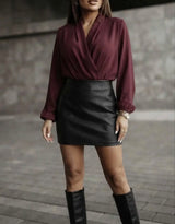 Anna - Black Faux Leather Skirt