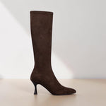 Miss Elastic - 78041 Brown Sock Knee High Pointy Toe