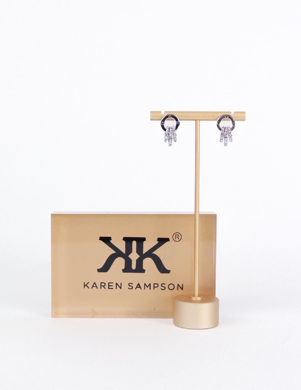 Karen Sampson - J11901 Silver 3 Ring Chain & Earrings set