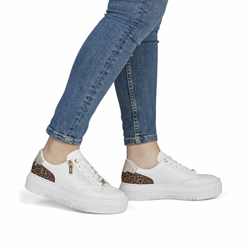 Rieker - M1900 White and Leopard Zip Trainer