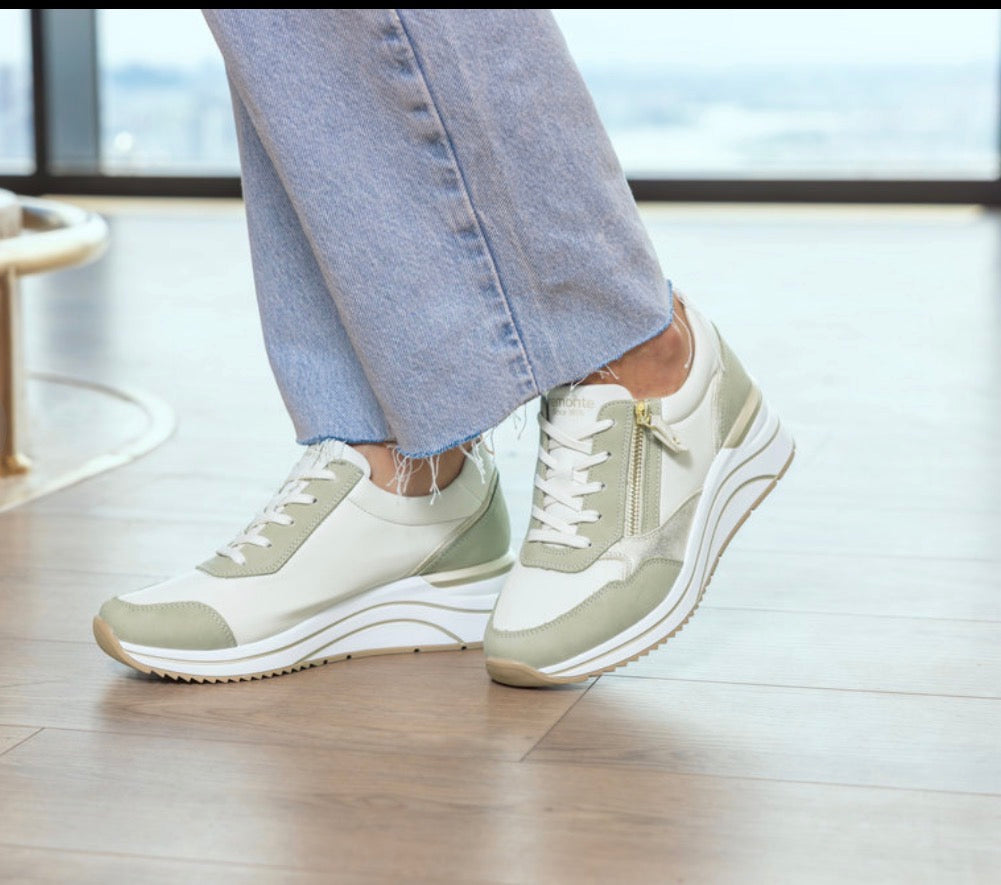 Remonte - D0T01-82 Cream & Sage Wedge Trainer