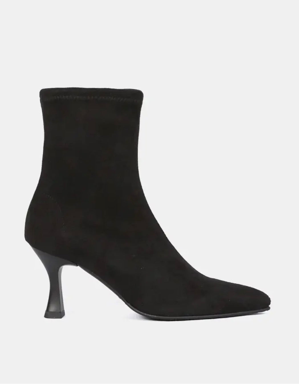 Miss Elastic - 78042 Black Suede Ankle Sock Boot