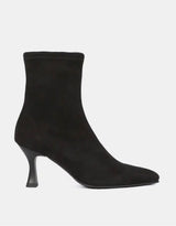 Miss Elastic - 78042 Black Suede Ankle Sock Boot