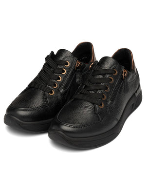 Ara - Vienna 52604 Black Zip Trainer [K Fitting]