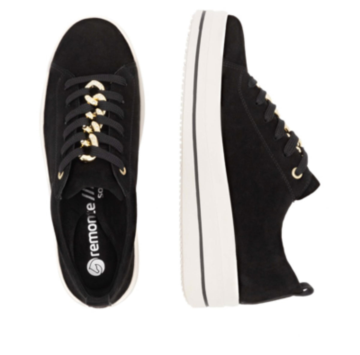 Remonte - D1C03-02 Black Suede Jewel Trainer