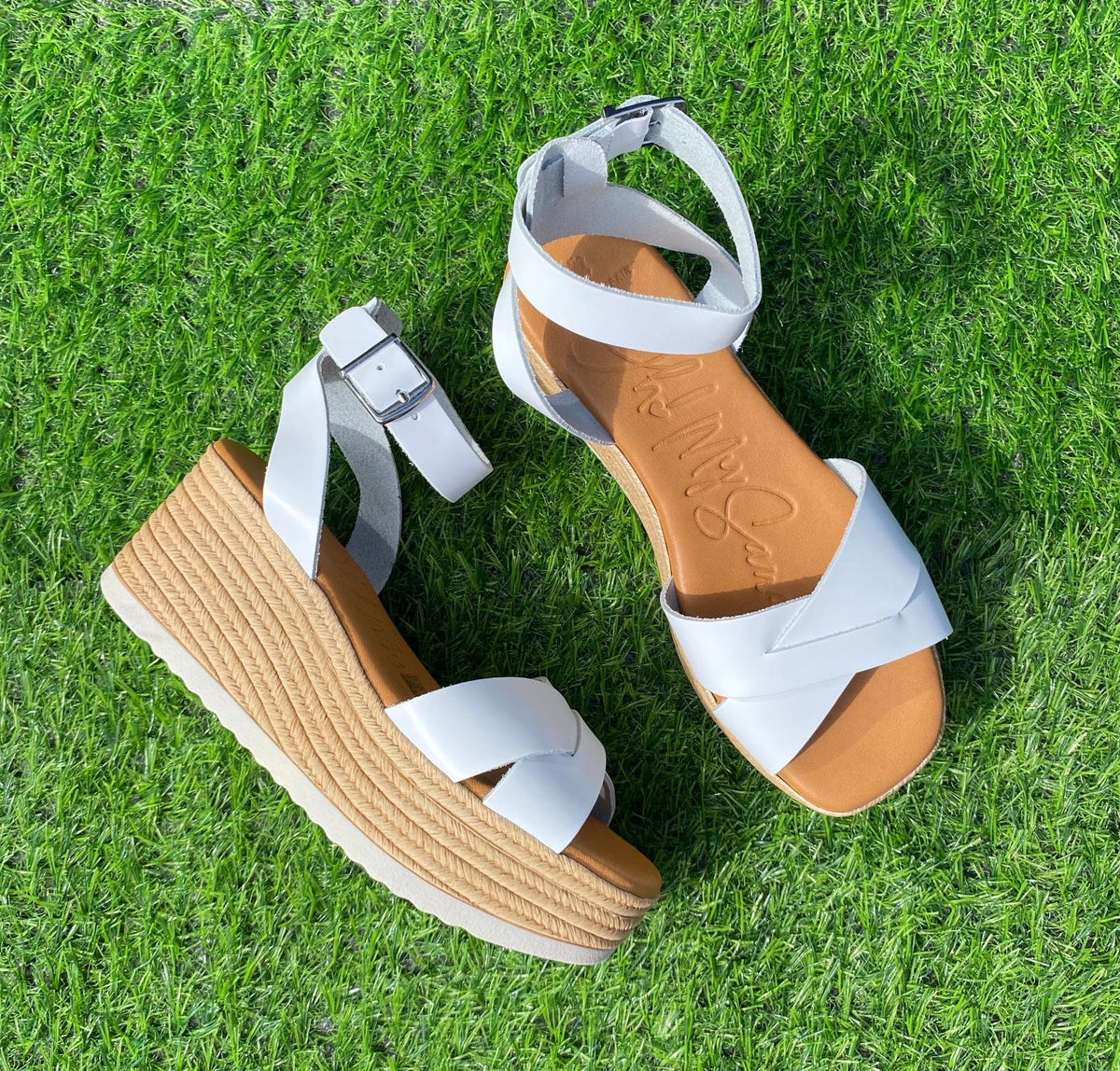 Oh My Sandals - 5445 White Wedge Sandal