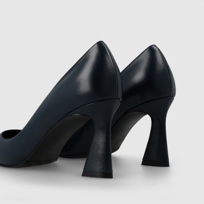 Lodi - Roa Black Leather Medium Heel Court Shoe