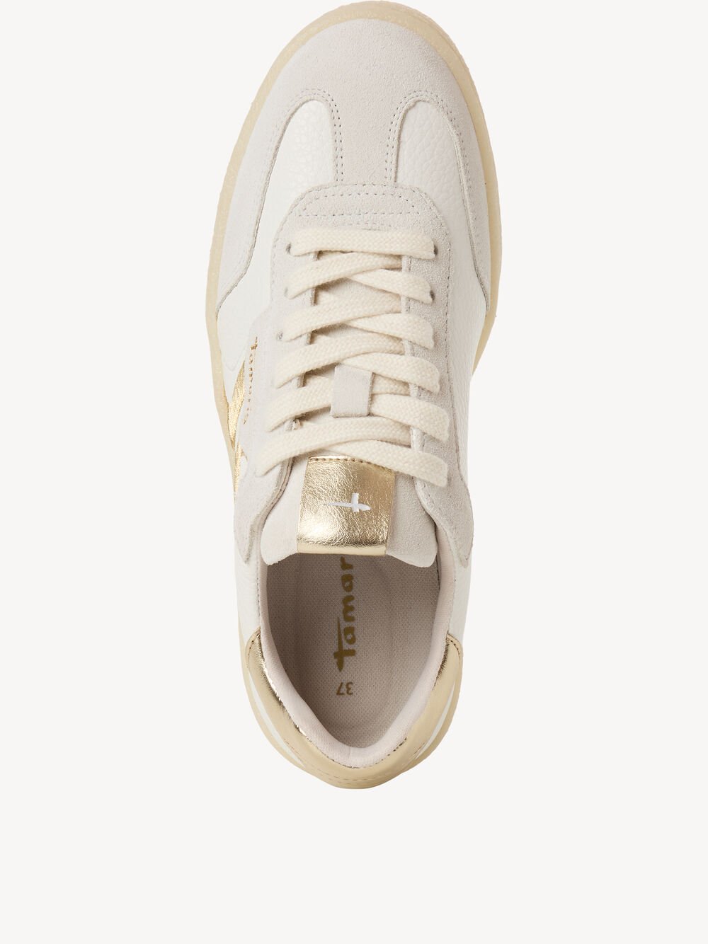 Tamaris - 23723 White and Gold Trainer