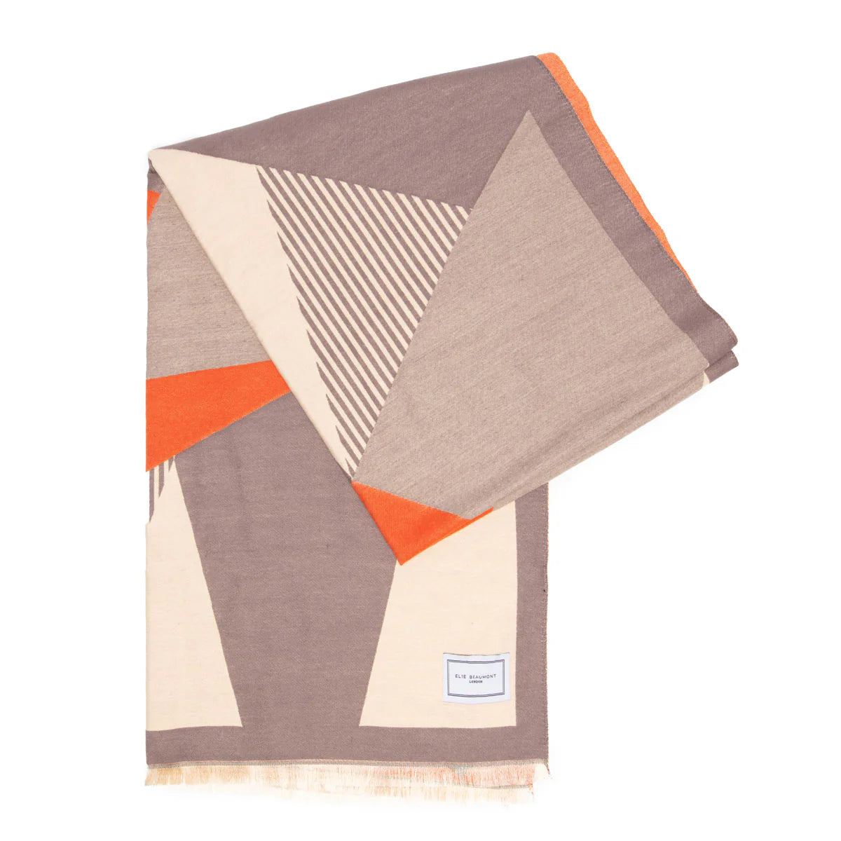 Elie Beaumont - Grey / Ivory & Brick Geometric Scarf