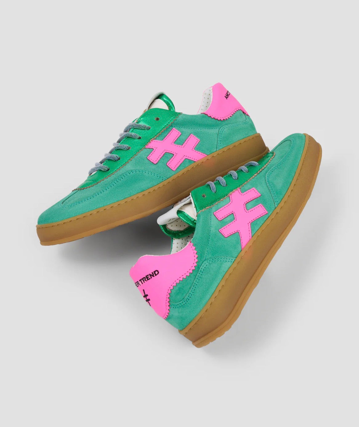 Another Trend - A032 Vento Green and Pink Trainer
