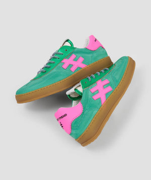 Another Trend - A032 Vento Green and Pink Trainer