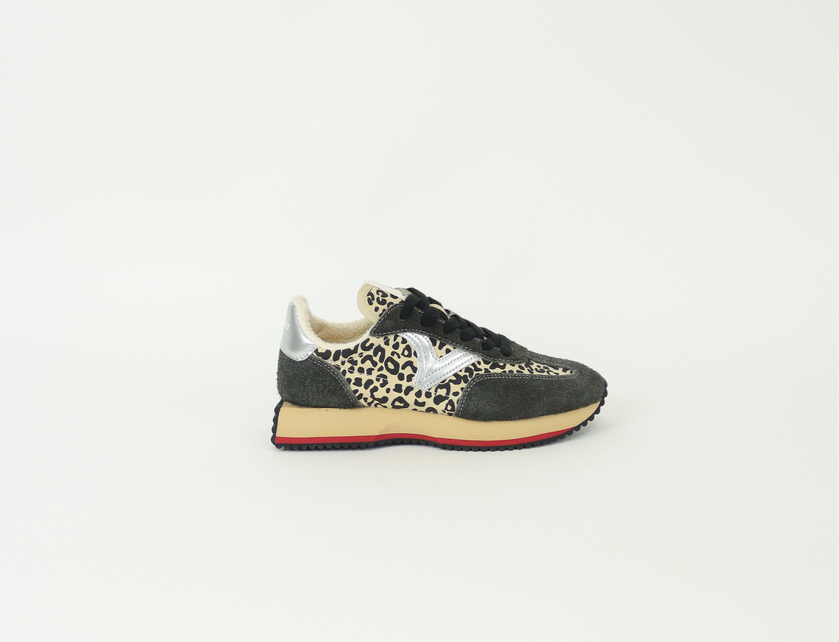 Victoria - 1 134116 Black and Cream Print Trainer