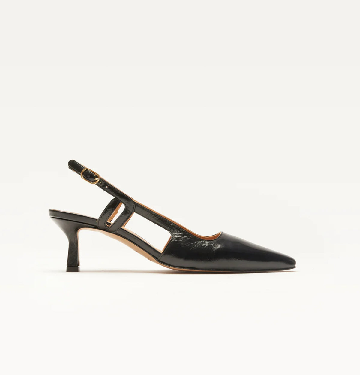 Odaje - Betty Black High Shine Leather Slingback