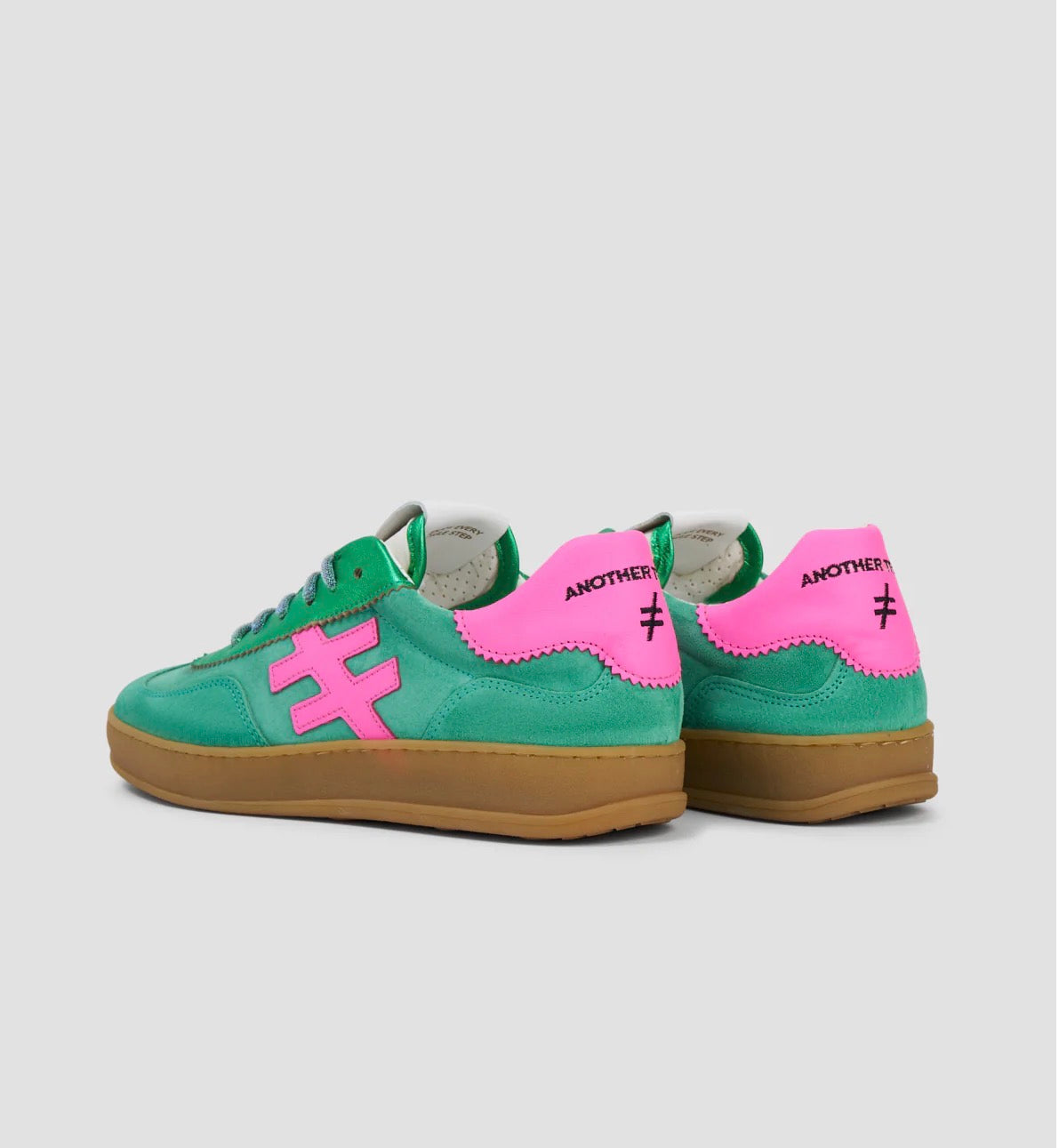 Another Trend - A032 Vento Green and Pink Trainer