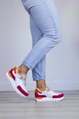 Jose Saenz - 2287 White/Pink/Orange Laced Trainer