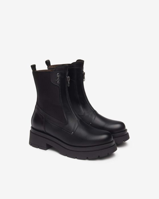 NeroGiardini - I514780D Black Front Zip Biker Boot
