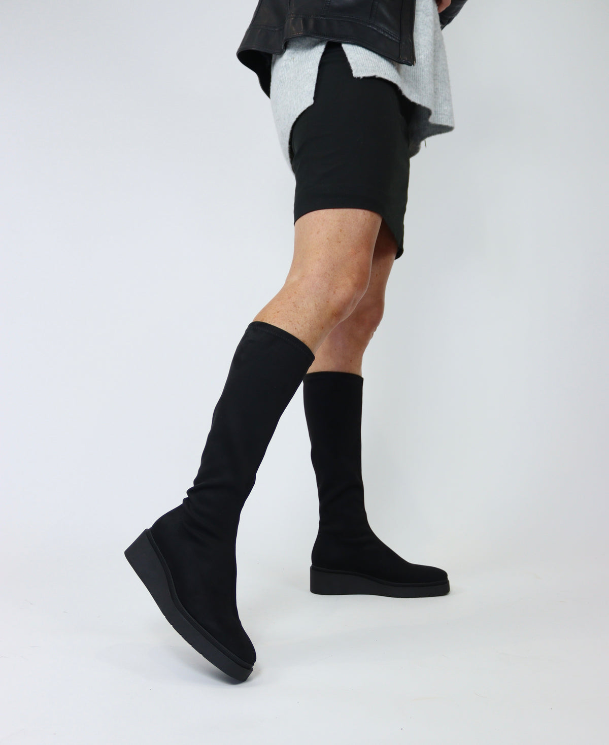 Miss Elastic - 77360 Black Flatform Sock Boot