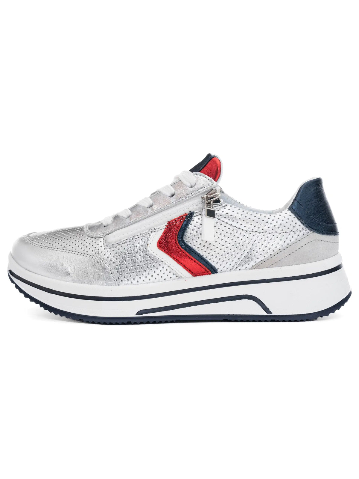 Ara - 12-27550 Silver & Navy Trainer [H Fit]