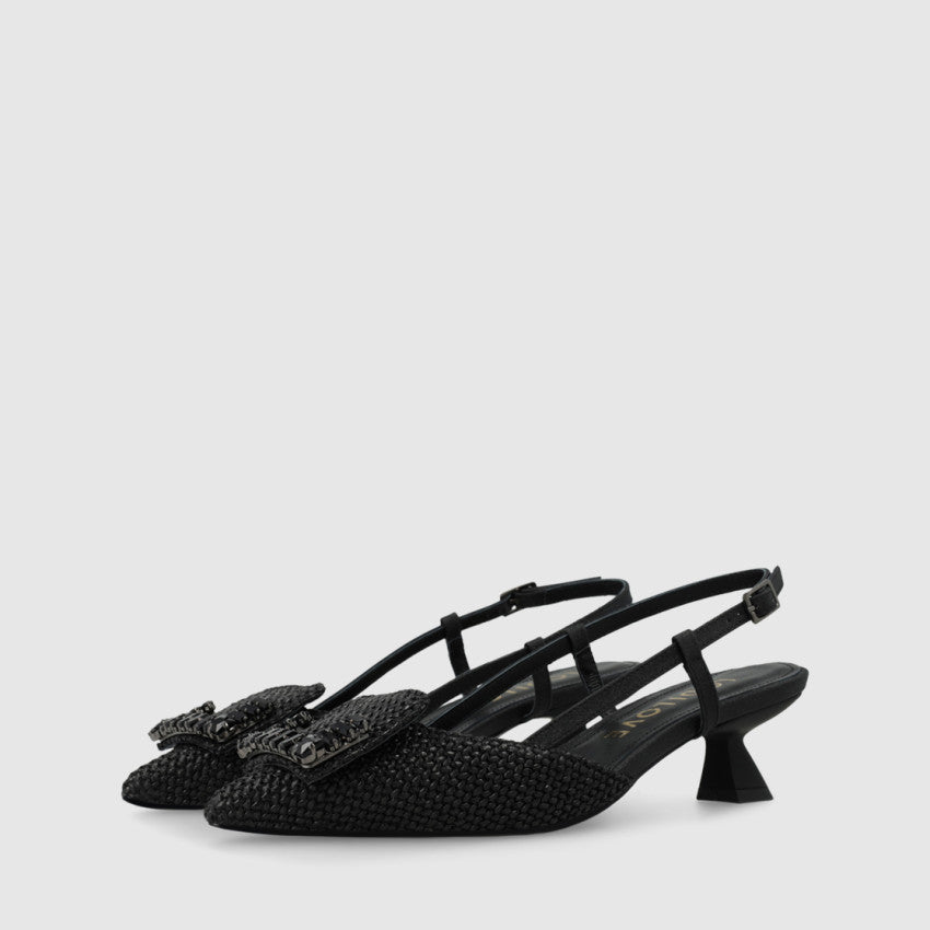 Lodi - DA5502 Black Rafia Slingback