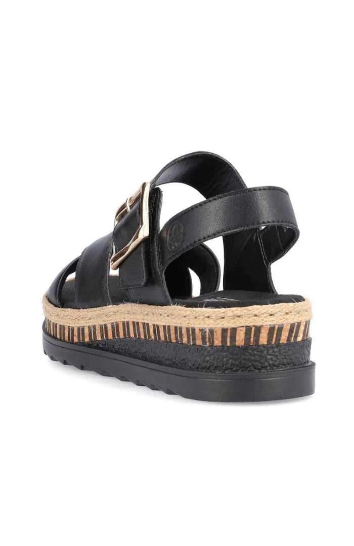 Rieker - V7951 Bkack Wedge Sandal