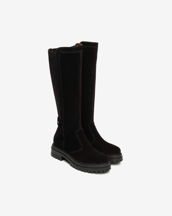 NeroGiardini - I514843D Black Suede Stretch Boot