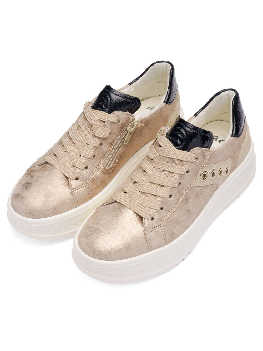 Ara - 46709 Monaco Beige Shimmer Platform Trainer