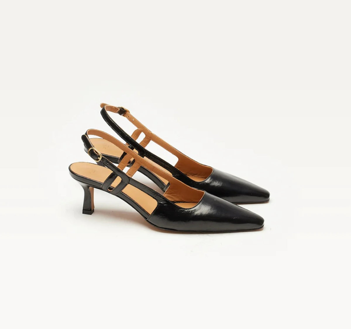 Odaje - Betty Black High Shine Leather Slingback