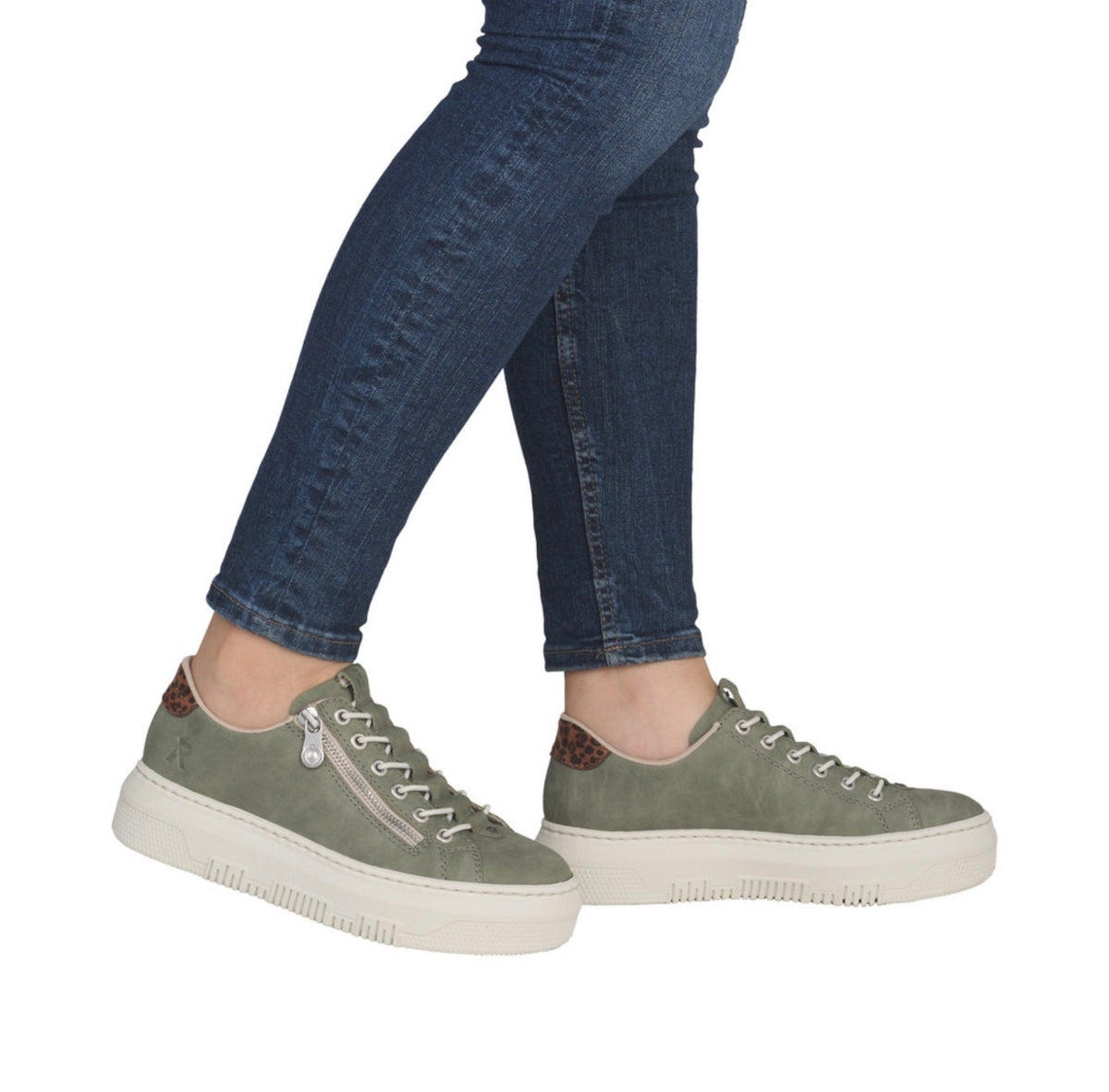 Rieker - M1912-80 Khaki Elastic Zip Trainer