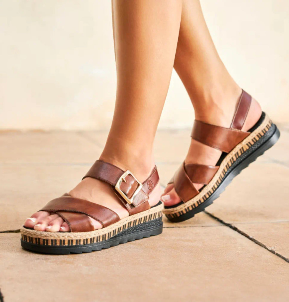 Rieker - V7951 Brown Wedge Sandal