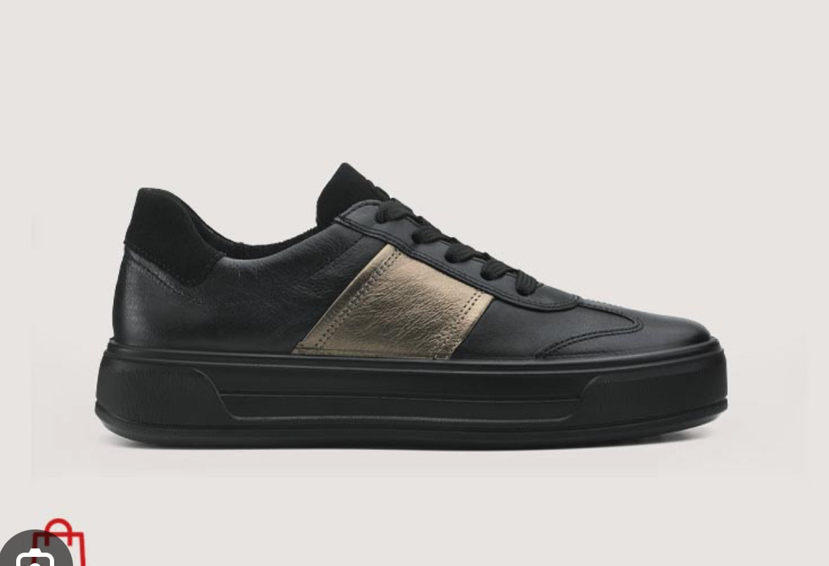 Ara - 23012 Black and Gold Platform Trainer