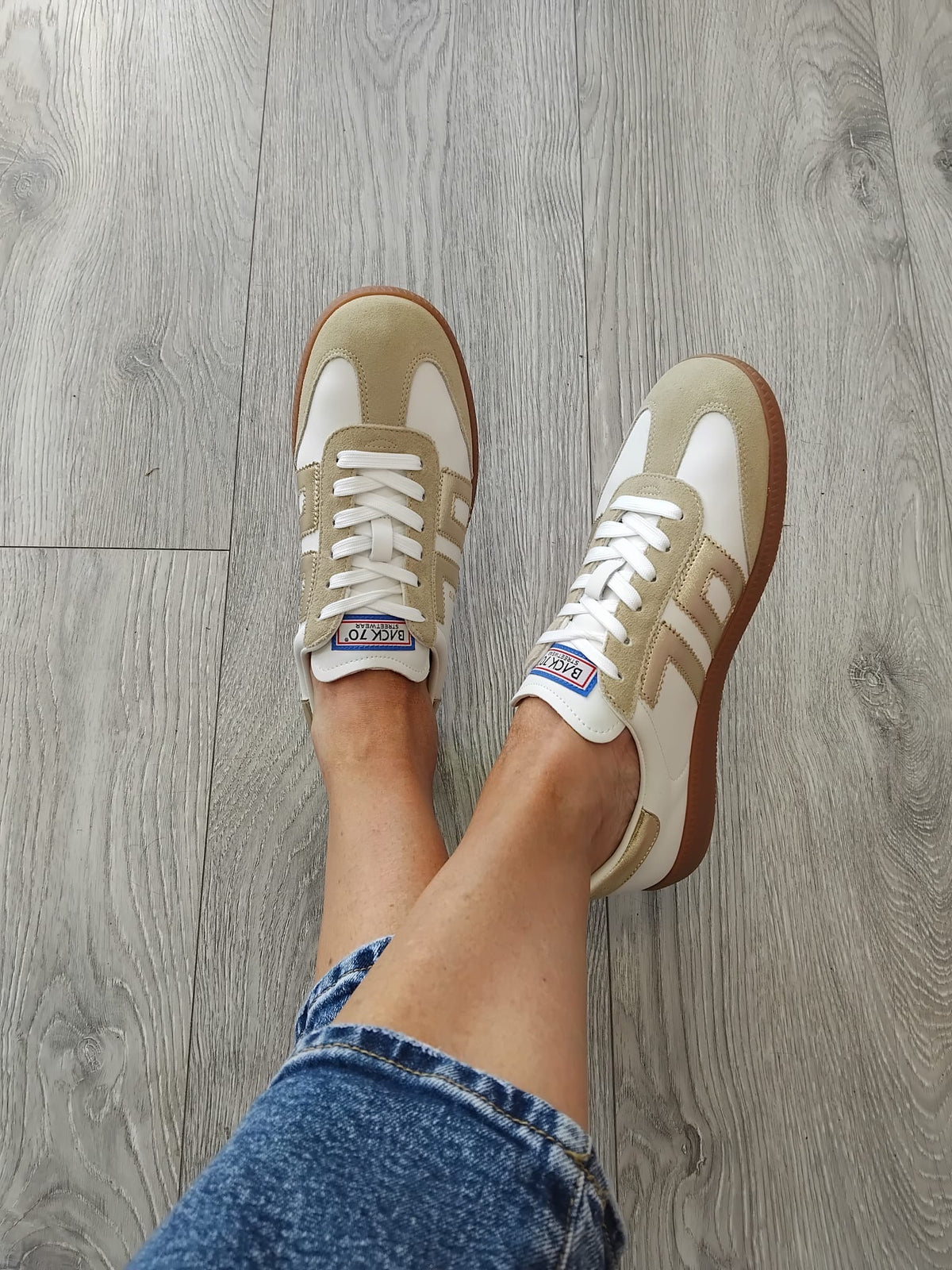 Back 70 - Cloud White and Gold Trainer