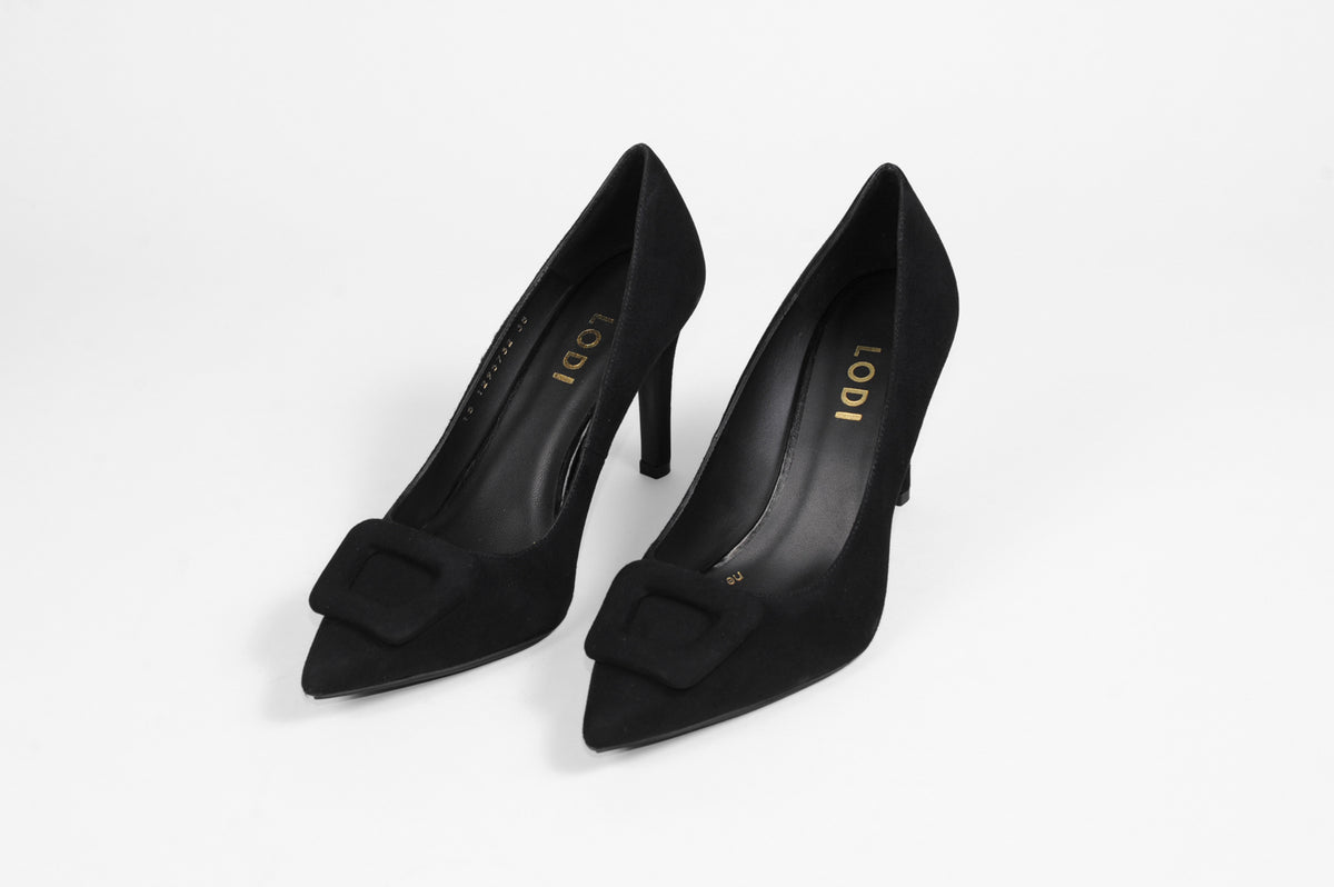 Lodi - Roti Black Suede Court Shoe