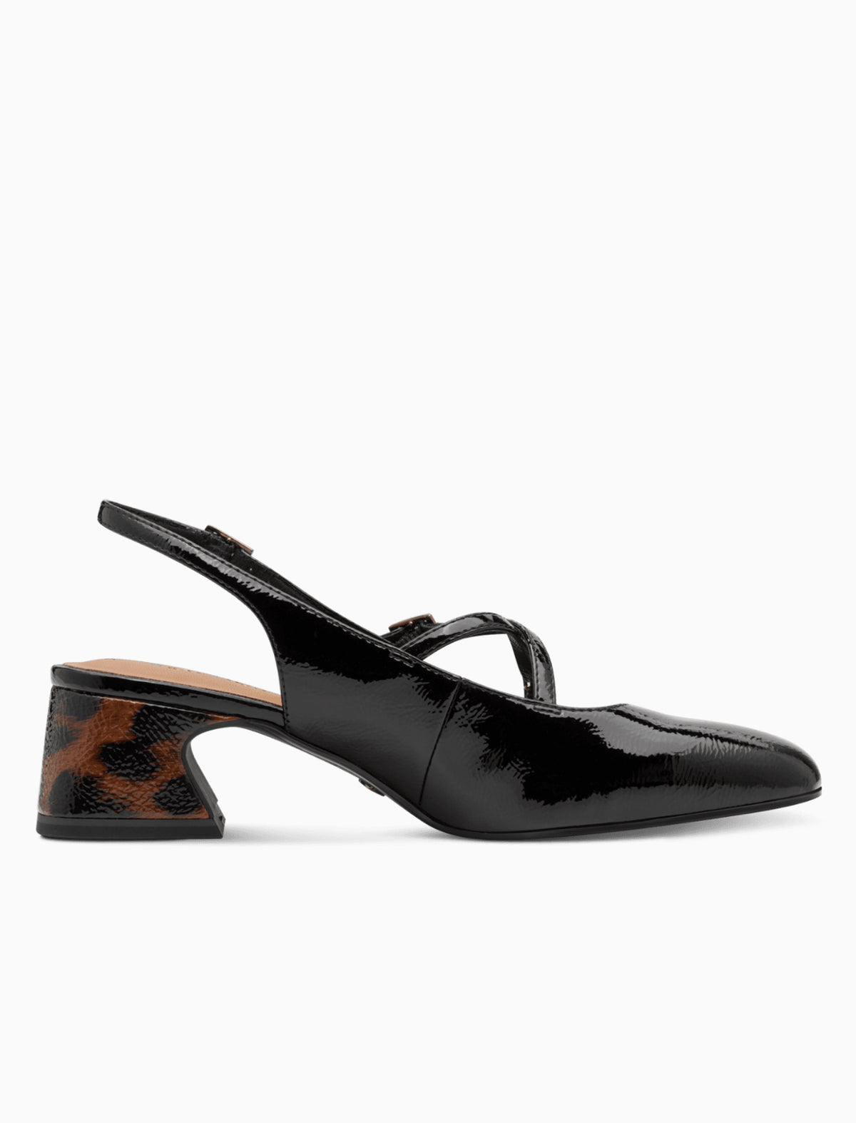 Tamaris - 29661 Black & Leopard Patent Sling Back