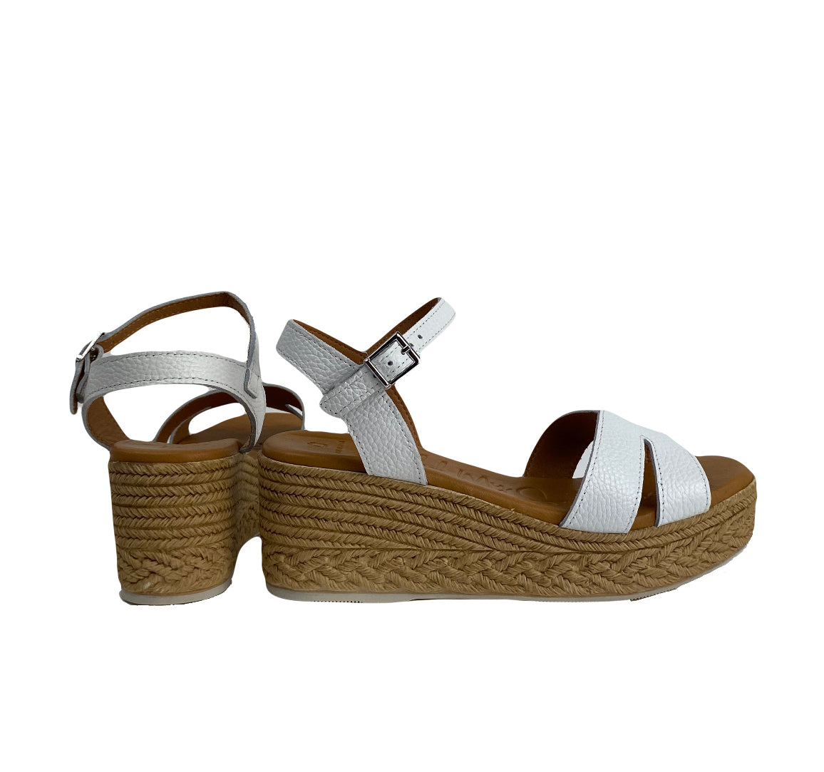 Oh My Sandals - 5451 White Wedge Sandal
