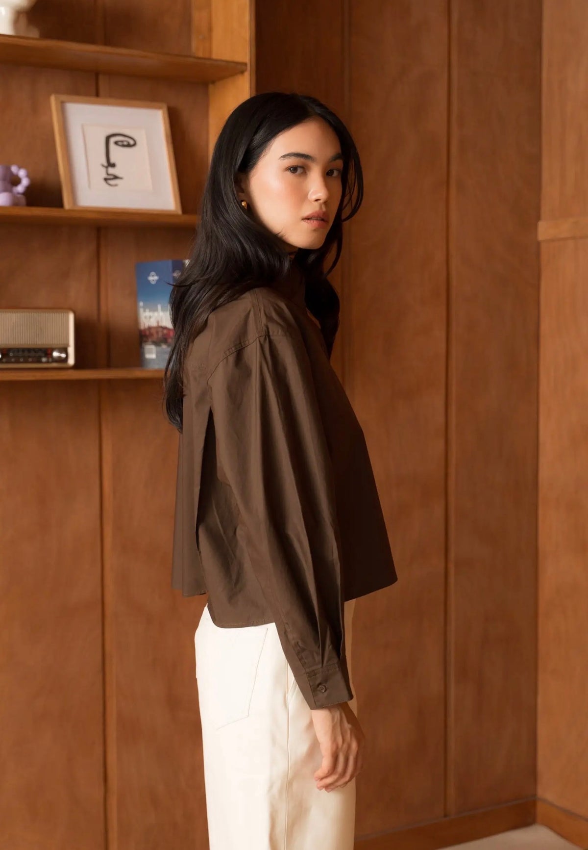 Anna - Brown Cropped Shirt