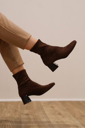 Miss Elastic - 75436 Brown Sock Ankle Boot