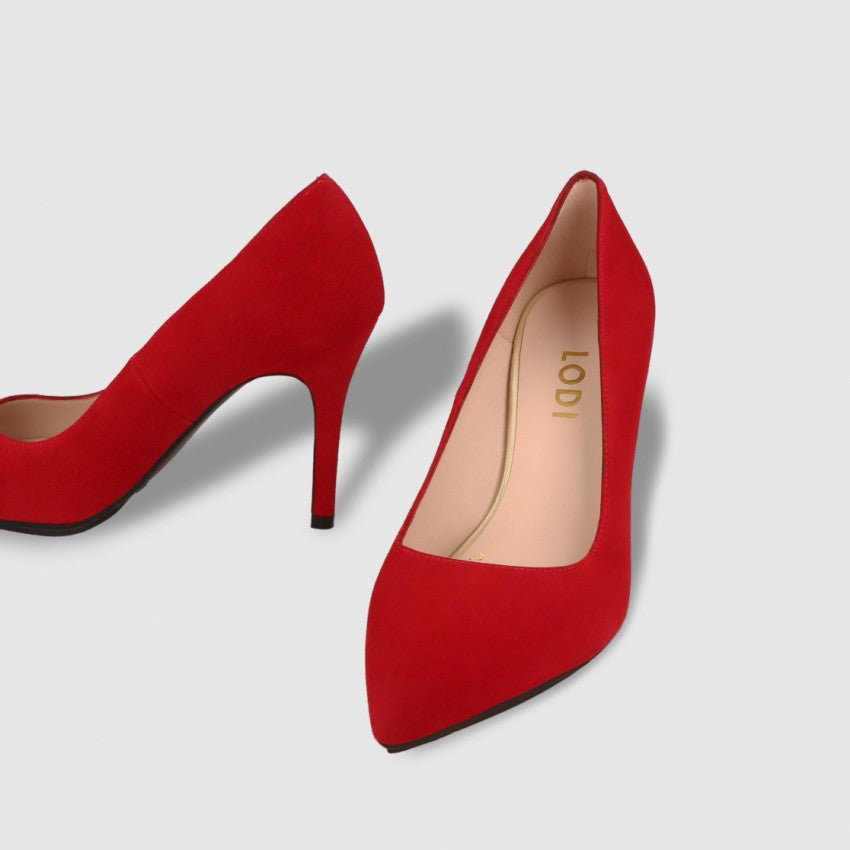 Lodi - Ramin Red Suede Court Shoe