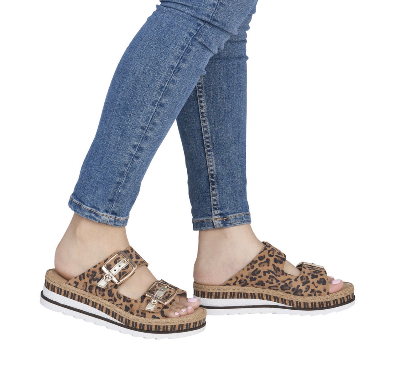 Rieker - V7955 - Leopard Wedge Mule