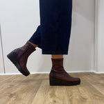Jose Saenz - 6427 Burgundy Sock Wedge Boot