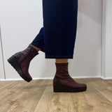 Jose Saenz - 6427 Burgundy Sock Wedge Boot