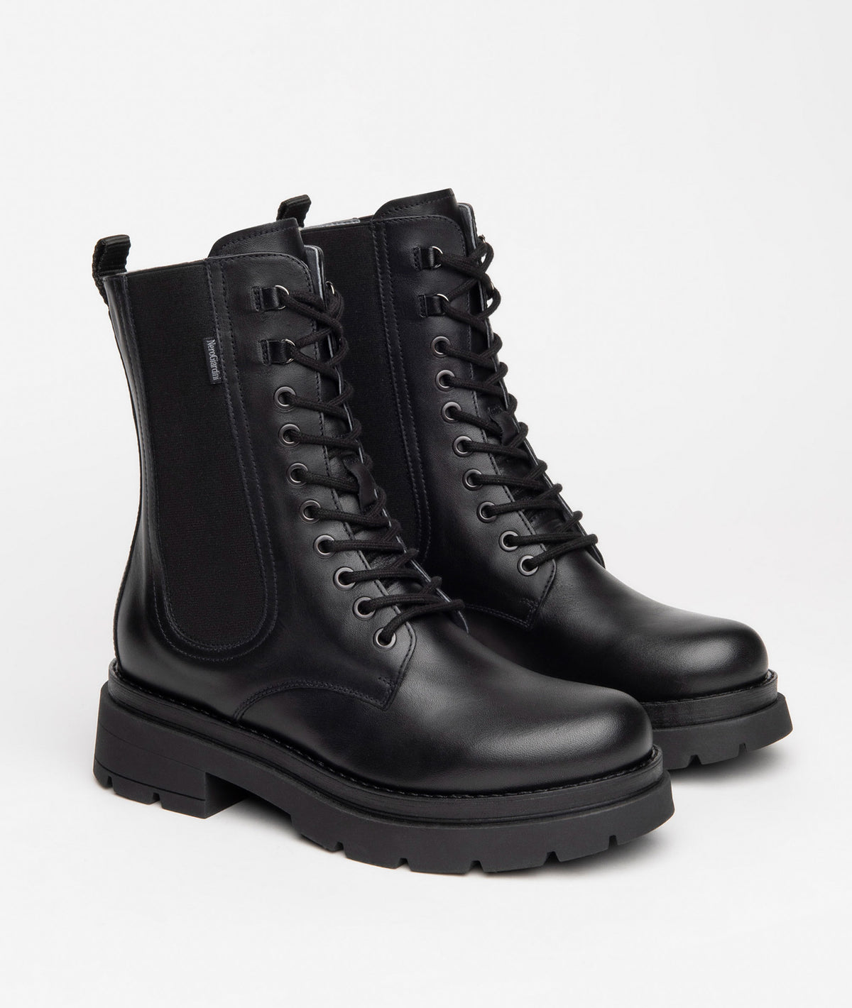 NeroGiardini - I411943D Black Elastic Biker Boot [Generous Fit]