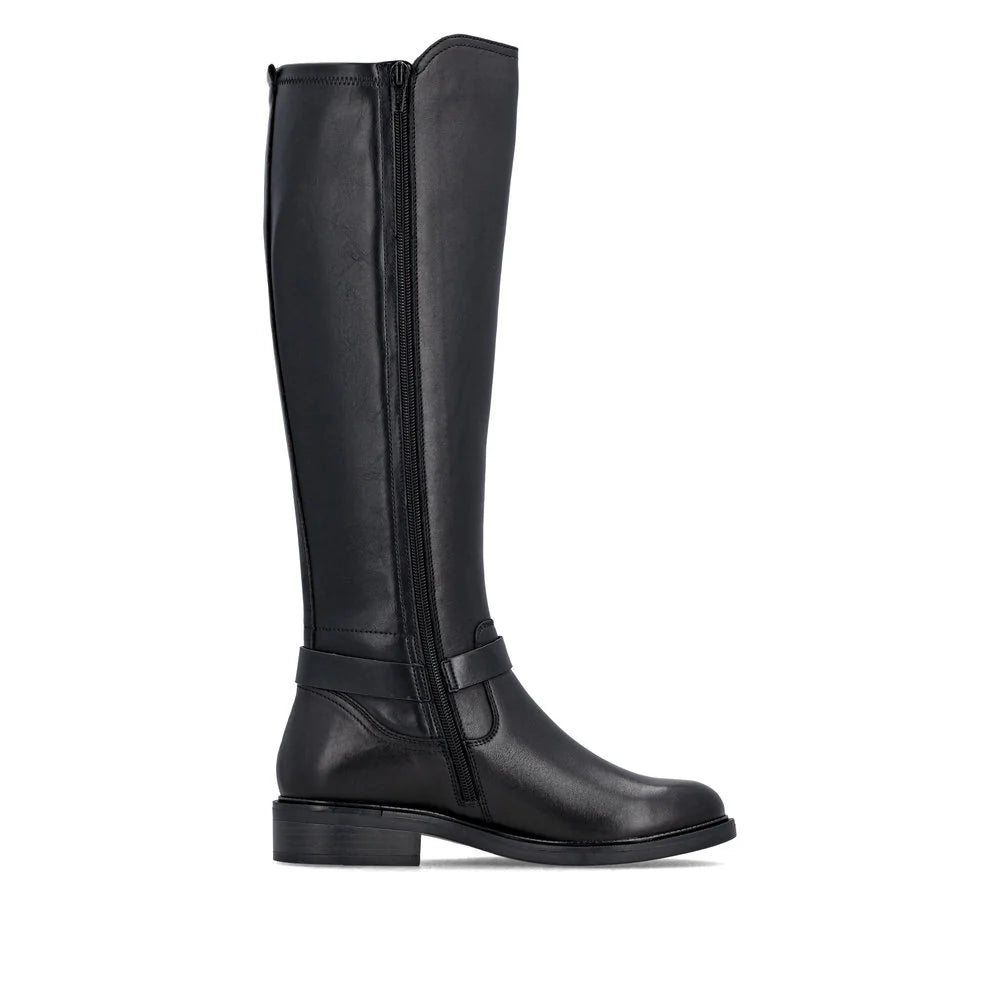 Remonte - D2W77 Black Leather Knee High Boot