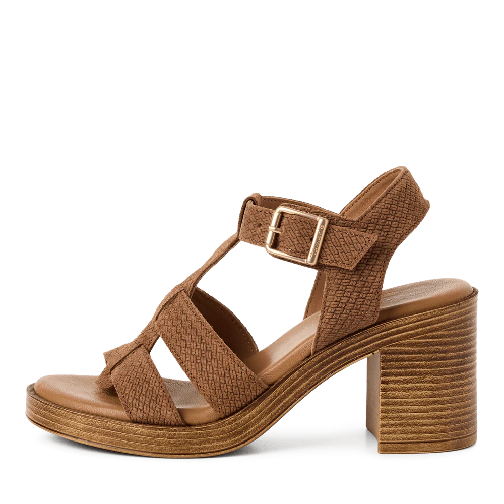 Tamaris - 28302 Tan Block Heel Sandal