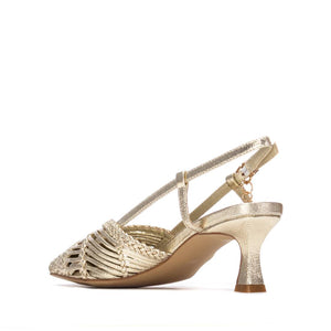 XTI - 145301 Gold Raffia Slingback